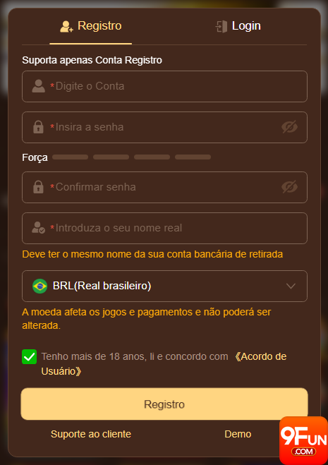 9fun.com - rápido entrada na conta para autenticar